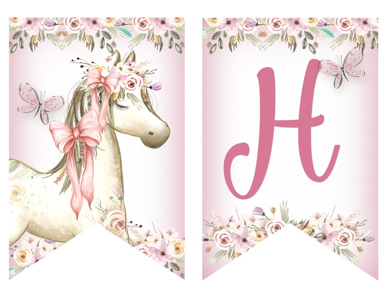Birthday Banner No Horsin/' Around Siblings or Twins CUSTOM Digital Printable Girl Birthday Flag Banner Girls Birthday Party Flag Banner