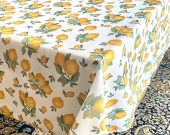 Laura Ashley Lemons & Leaves, Rectangle Tablecloth 82&quot; x 60&quot; EXC Cond, FREE SHIP