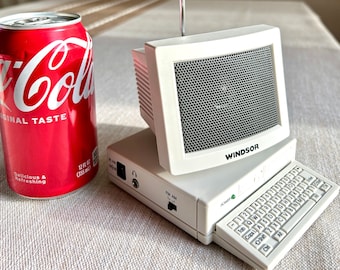 Too Cute! 1990s Vintage Windsor Mini Desktop Computer Shaped AM/FM Radio Model 2600 Works!