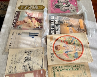 Lot of 15 Vintage Sheet Music Collection 1899-1955, Musical, Soul, Wartime, Southern, Love Songs