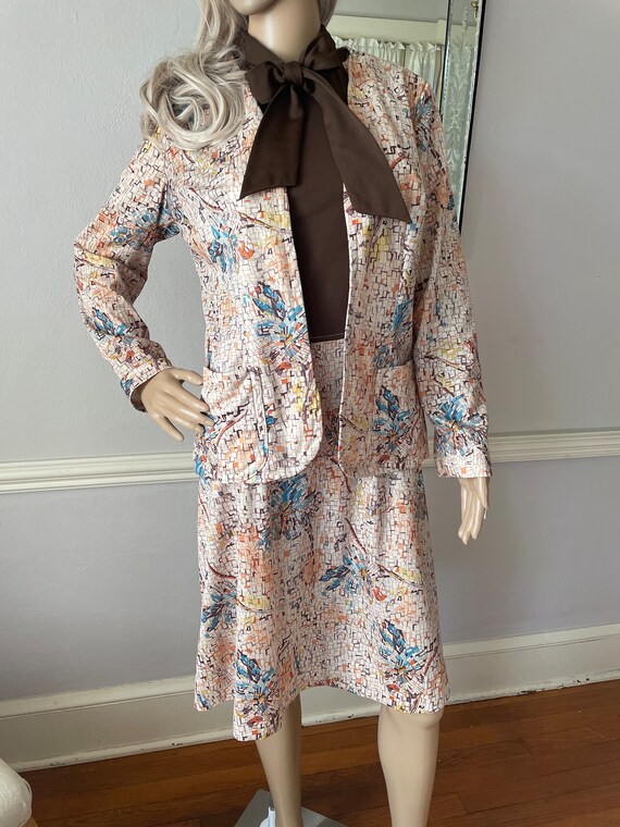 1960s Vintage Dress & Jacket Set, Stained Glass Patte… Gem
