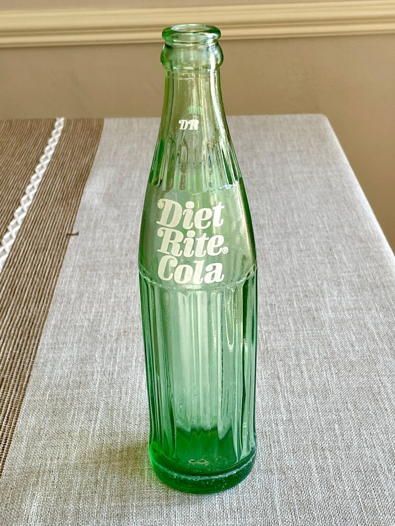 1974 Vintage Diet Soda Bottle, 10 Oz Diet Rite Cola Glass Bottle, Rare ...