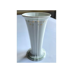 1960s Fluted, Hand Painted Furstenberg West Germany Porcelain Table Vase, 8&quot;