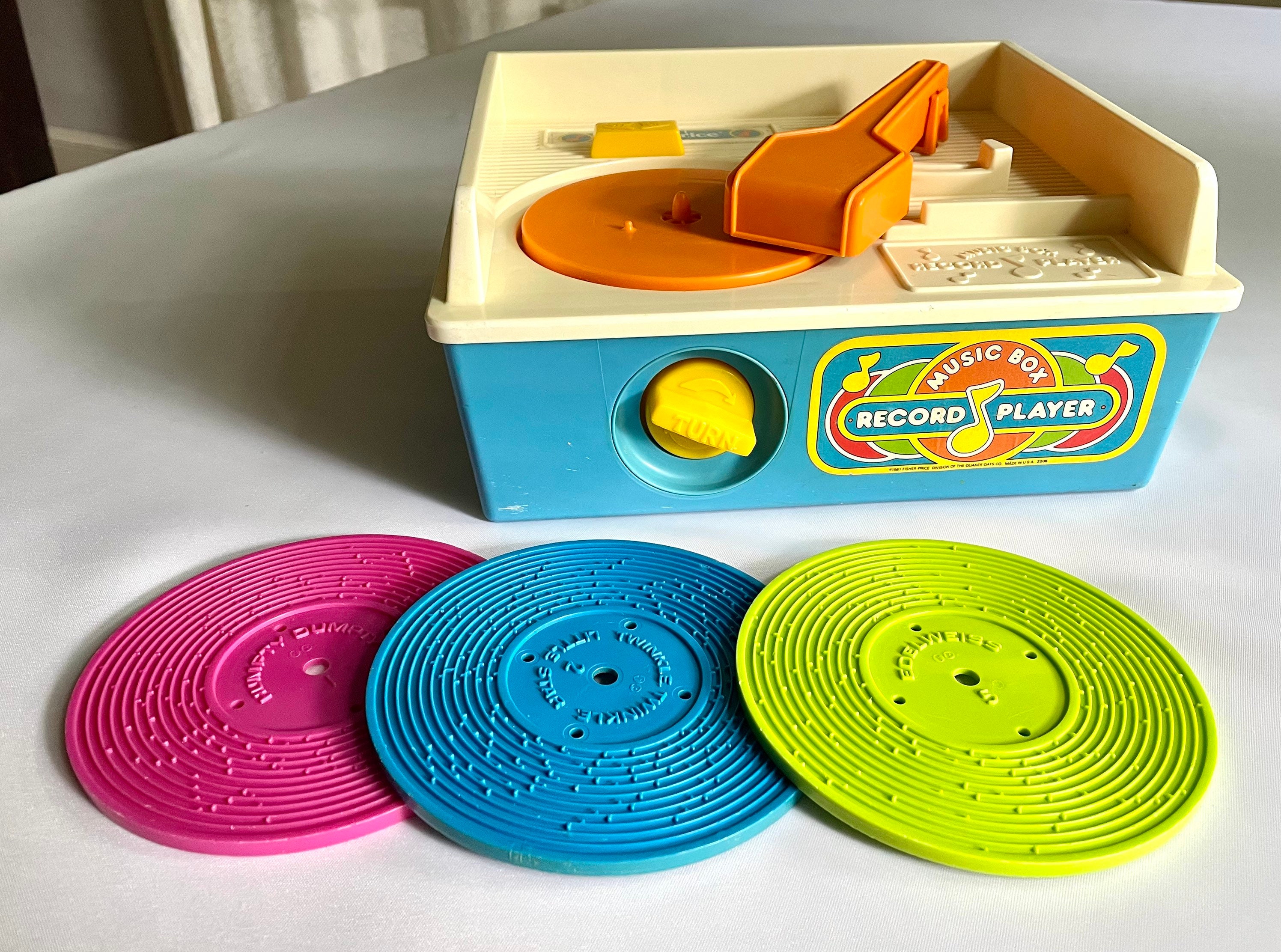 Vintage 1987 Fisher Price Music Box Record Player and Records