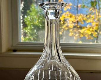 Brilliant Atlantis Portugal, Hand Cut Lead Crystal Whiskey Liquor Decanter, Signed, 12&quot;, Scalloped, Fluted