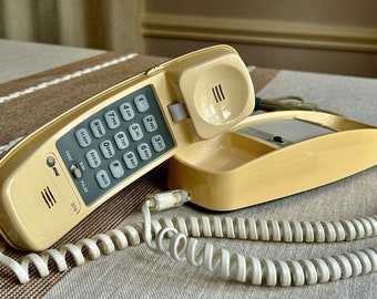 1980s AT&T 210 Basic Trimline Corded Phone, Wall-Mountable, 1986 Golden Biscuit