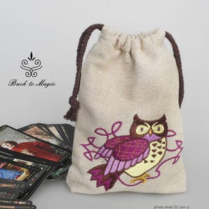 Eastgate Rune Owl - Borsa In Raso Blu Con Cordoncino Per Tarocchi E Rune, 15,5x20 Cm