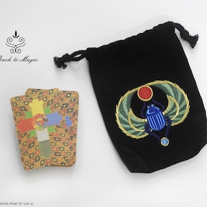 Embroidered Tarot bag with Scarab. Esoteric. Magic accessories. Tarot Pouch. Occultism. Metaphysical. Witchcraft. Ancient Egypt.