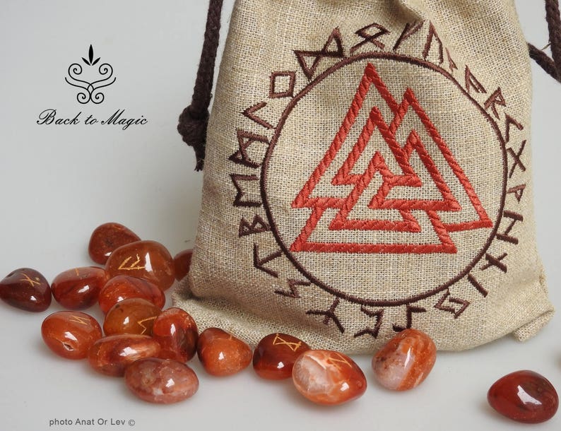 Embroidered rune pouch. Valknut. Rune bag. Runic divination. | Etsy