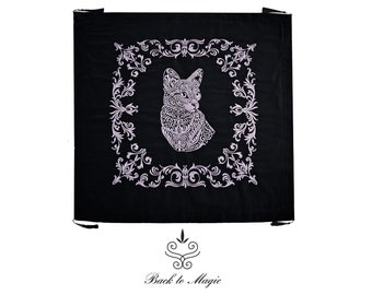 Mystisches Katzen-Tarot-Tuch, schwarzes Samt-Altar-Tuch, bestickte Weissagungs-Matte