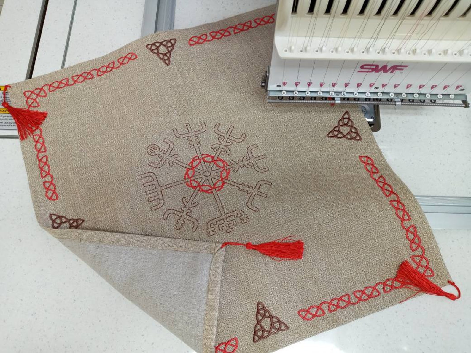 Embroidered Rune Casting Cloth. Rune Cloth. Vegvisir. Runic Compass ...