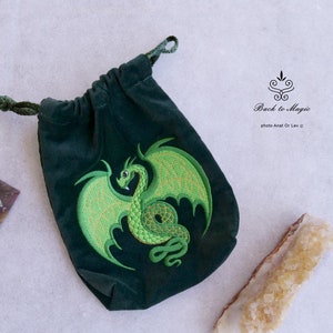 Embroidered Tarot Bag with a celtic Dragon. Runic divination. Dragon totem. Celtic style. Spirituality. Pagan. Shamanism. Witchcraft. Wicca