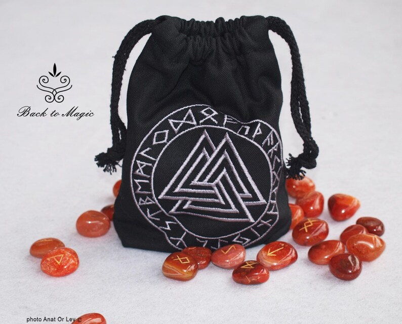Embroidered Rune Pouch. Valknut. Rune Bag. Runic Divination. Rune ...