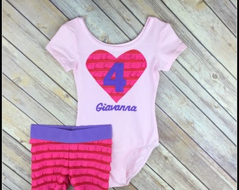 Gymnastics Leotard Outfit Personalized Birthday Hot Pink/Red Purple