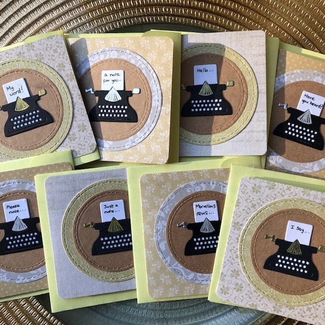 Mini Typewriter Notecards 8 Handmade Notelets & Envelopes in a Gift Bag ...