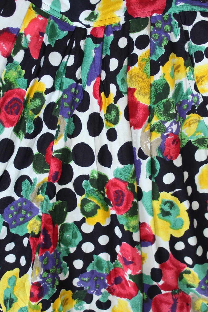 Vintage 80s Op art and floral Indian viscose culotte shorts S