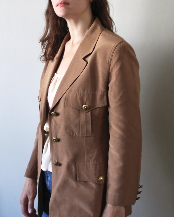 90s Alberta Ferretti brown twill military jacket b