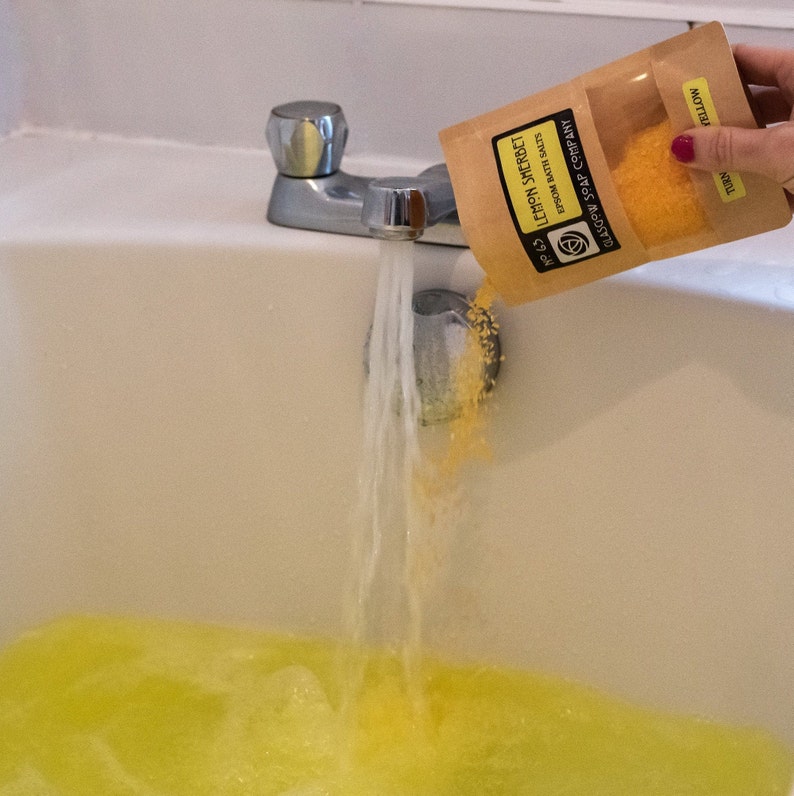 LEMON SHERBET Epsom Bath Salts Turns Water Yellow Handmade Etsy UK