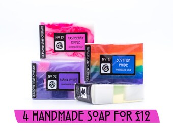 4 for 12 HANDMADE SOAP, Special Offer, Vegan Gift, SLS and Paraben Free, Handmade in Scotland by Glasgow Soap Company
