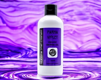 PARMA VIOLET Organic Shower Gel 250ml Handmade in Scotland by Glasgow Soap Company