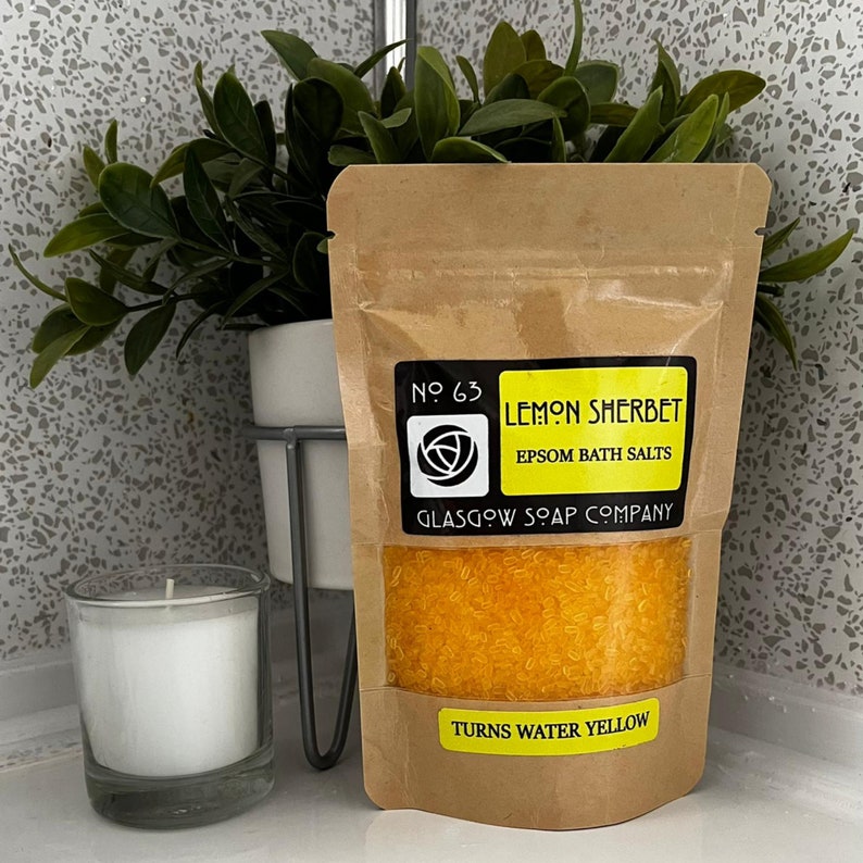 LEMON SHERBET Epsom Bath Salts Turns Water Yellow Handmade Etsy UK