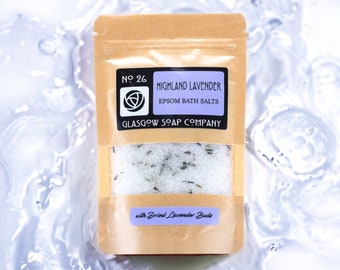 LAVENDER Epsom Bath Salts, with Lavender Buds, Handmade by Glasgow Soap Company