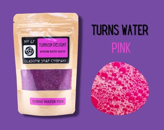 TURKISH DELIGHT Epsom Bath Salts, turns water pink, Handmade by Glasgow Soap Company