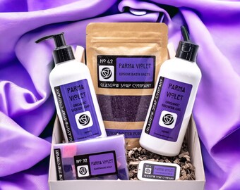 PARMA VIOLET Scottish Gift Set - Zeep Geschenkdoos - Verwenpakket - Handgemaakte Schotse zeep van Glasgow Soap Company