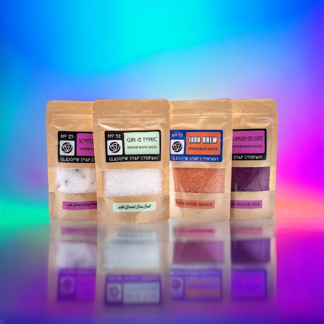 EPSOM BATH SALTS, 4 for 15, Sensory Bath, Autism, Fun Kids Bath Time, Coloured Bath Salts