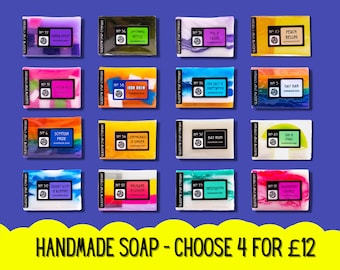 4 for 12 HANDMADE SOAP, Special Offer, Vegan Gift, SLS and Paraben Free, Handmade in Scotland by Glasgow Soap Company