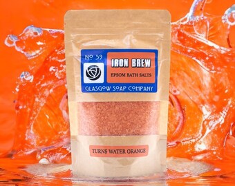 Sali da bagno Epsom IRON BREW - Trasforma l'acqua in arancione - Fatto a mano da Glasgow Soap Company