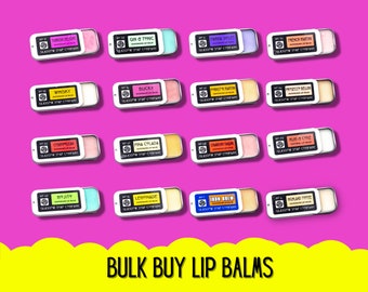 BULK BUY Lip Balms, Multibuy, Corporate Gift, Wholesale for gift boxes and subscription boxes. Hen parties, party bag minder, wedding favour