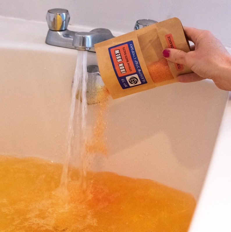 IRON BREW Epsom Bath Salts Turns Water Orange Handmade by Etsy UK