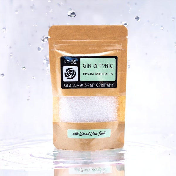 GIN & TONIC Epsom Bath Salts, with Dead Sea Salt, Handmade by Glasgow Soap Company
