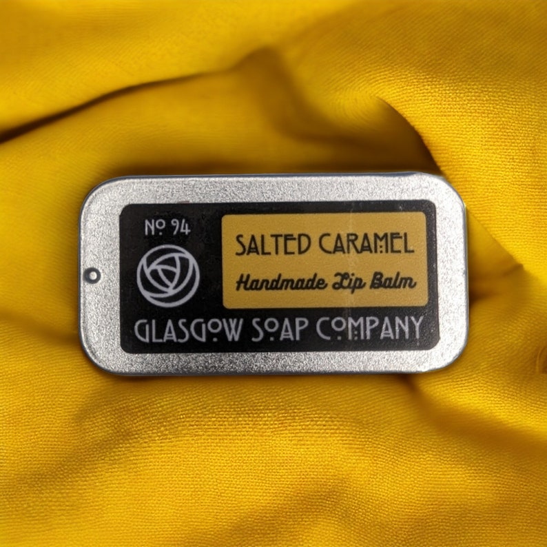 SALTED CARAMEL Lip Balm, Scottish Halloween Gift, Handmade by Glasgow Soap Company zdjęcie 1