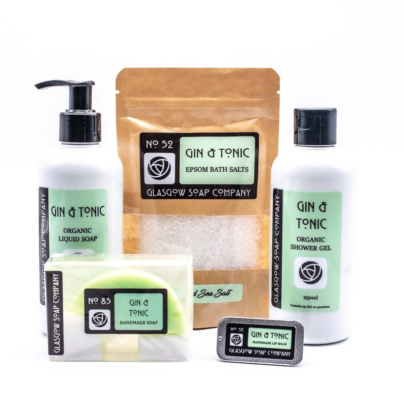 GIN & TONIC Scottish Gift Set Soap Gift Box Pamper Pack Handmade Scottish Soap from Glasgow Soap Company image 2