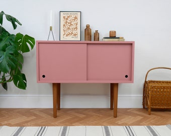 Record Cupboard, Drinks Cabinet, Painted Furniture, Tv Unit, Vinyl Storage Small Cupboard, Mid Century Furniture, Pink