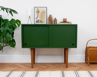 Record Cupboard, Drinks Cabinet, Painted Furniture, Tv Unit, Vinyl Storage, Small Cupboard, Mid Century Furniture, dark green