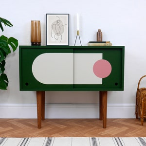 Record Cupboard, Vinyl Storage, Drinks Cabinet, Tv Unit, Handmade, Painted Furniture, Mid Century Furniture, Green