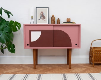 Vinyl Storage, Record Cupboard, Drinks Cabinet, Handmade, Painted Furniture, Tv Unit, Mid Century Furniture, Pink