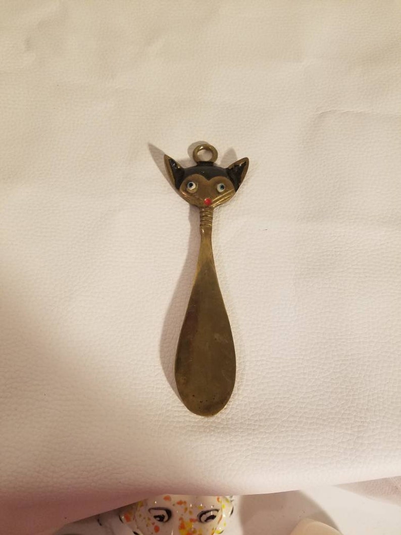 Vintage Brass Cat Shoe Horn Mid Century Modern Shoehorn