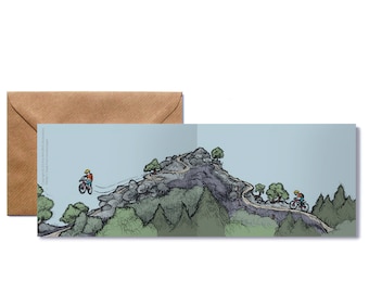 Greetings Card | Fold Out | Mountain Biker | Scotland | Illustration