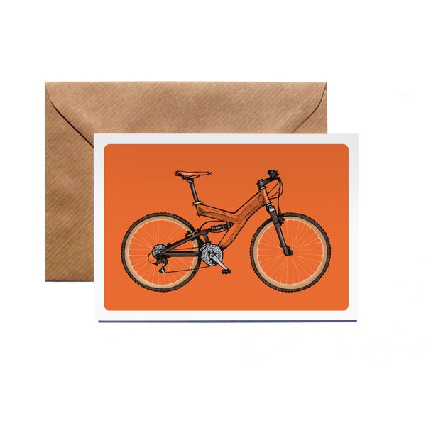 Greetings Card | Mountain Bike | Retro | Full suspension | Bicycle | Illustration