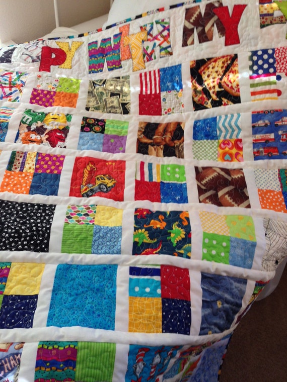 Handmade I Spy Quilt Boy Clues Bright Novelty Prints Etsy