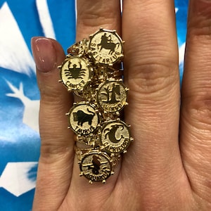 Zodiac Sign Ring, Astrology Ring, Aquarius Ring, Virgo Ring, Taurus Ring, Cancer Ring, Sagittarius Ring, Capricorn Ring, 14k Zodiac Ring