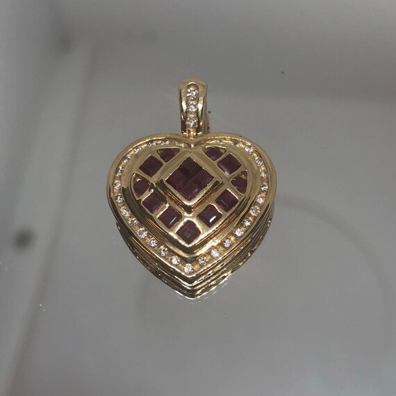 Ruby and Diamond Heart Pendant, Ruby Heart Pendant