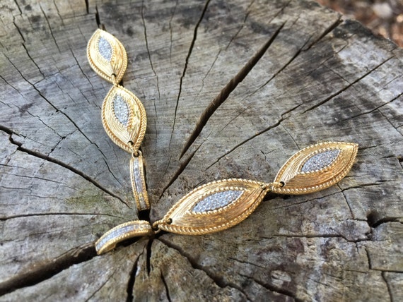 Vintage 14K Marquise Shape Diamond Dangle Earrings