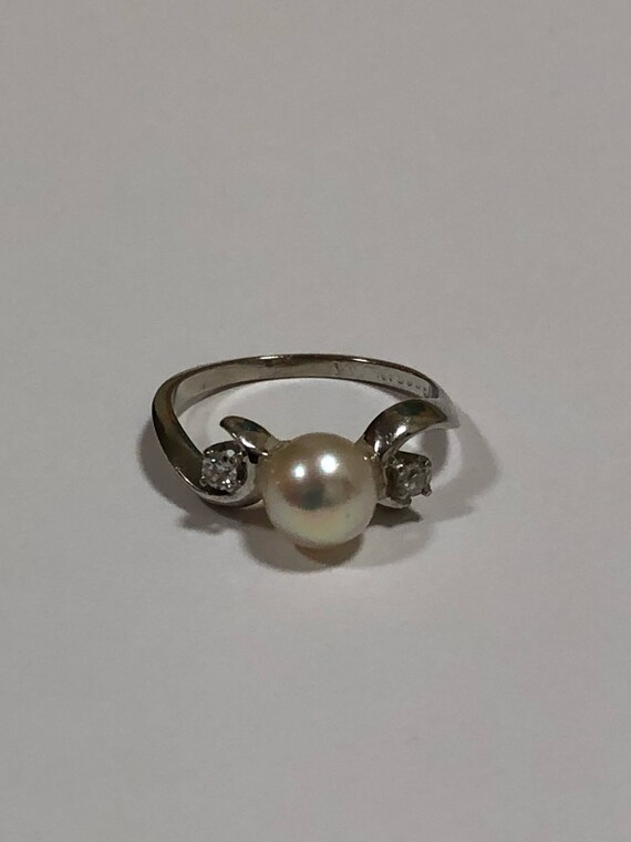 Freshwater Cultured Pearl and Diamond Ring, Pearl… - image 4