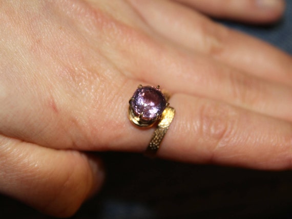 Vintage 14K Round-Cut Amethyst Ring, Amethyst Rin… - image 10