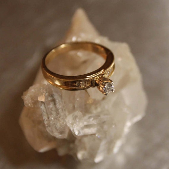 Vintage 14K Diamond Engagement Ring, Diamond Enga… - image 3
